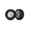 5873 1/10 SCT Satin Chrome Wheels & Off-Road Tires (2)