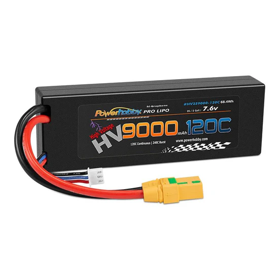 PH2S-9000MAH-120C-XT90 Powerhobby 2S 7.6V HV+ Graphene 9000MAh 120C Lipo Battery w XT90 Plug