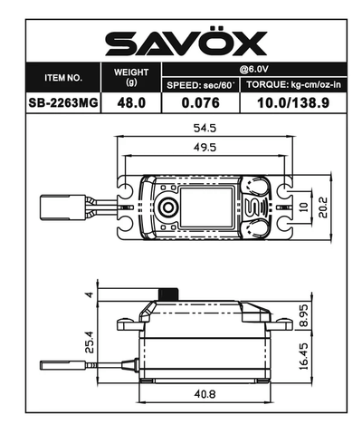 SB-2263MG Low Profile Servo