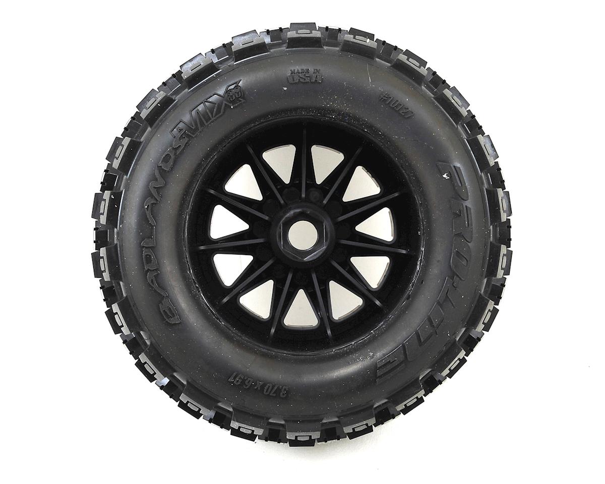PRO1012713 Badlands 3.8" Tire w/F-11 17mm 1/2" Offset MT Wheel (2) (Black)