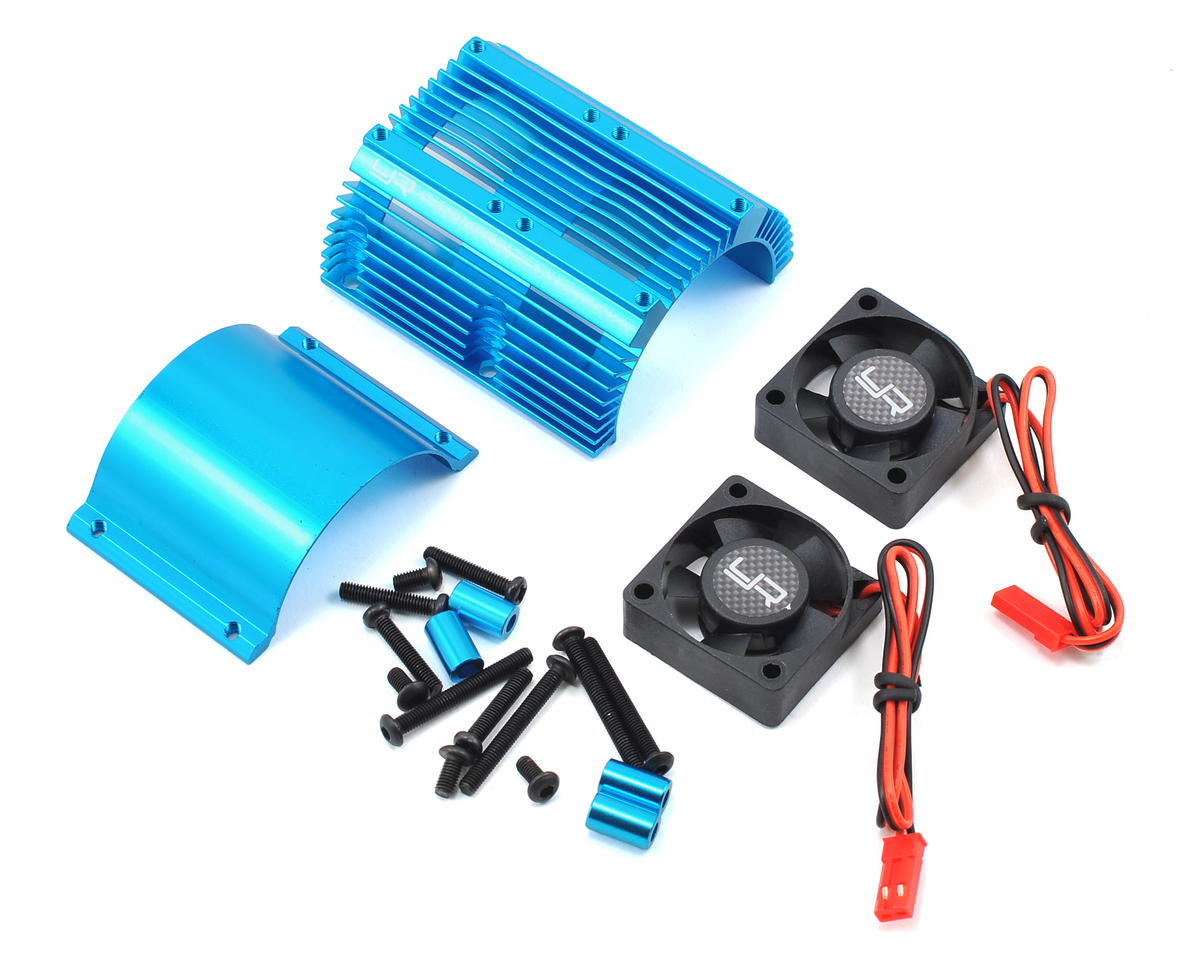 YA-0261BU 1/8 Twin Fan Aluminum Heat Sink w/2 Fans (Blue)