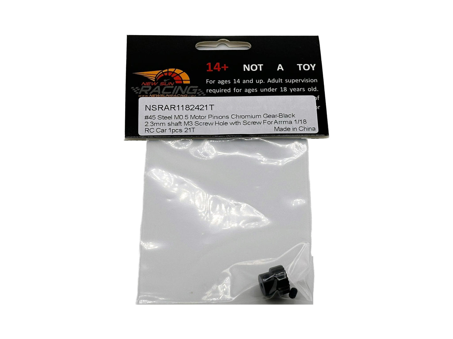NSRAR11824-21T Steel M0.5 Motor Pinions 2.3mm Shaft For Arrma 1/18