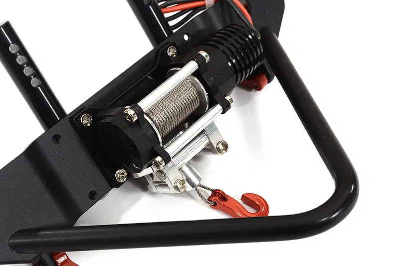 INTC28491BLACK Realistic Front Alloy Bumper w/ Winch & LED w/43mm Mount