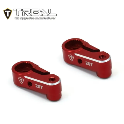 X003QXEFEV TREAL Aluminum 7075 Servo Horn 25T Steering Servo Arm (2pcs) for 1/18 TRX4M-RED