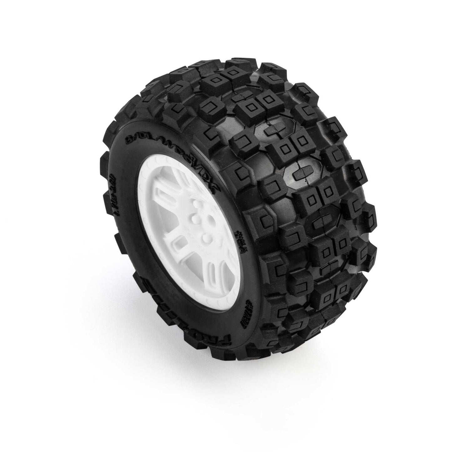 PRO1030113 Pro-Line Racing 1/16 Badlands MX Front/Rear MT Tires Mounted 12mm White Split Six (2): ARRMA MINI KRATON