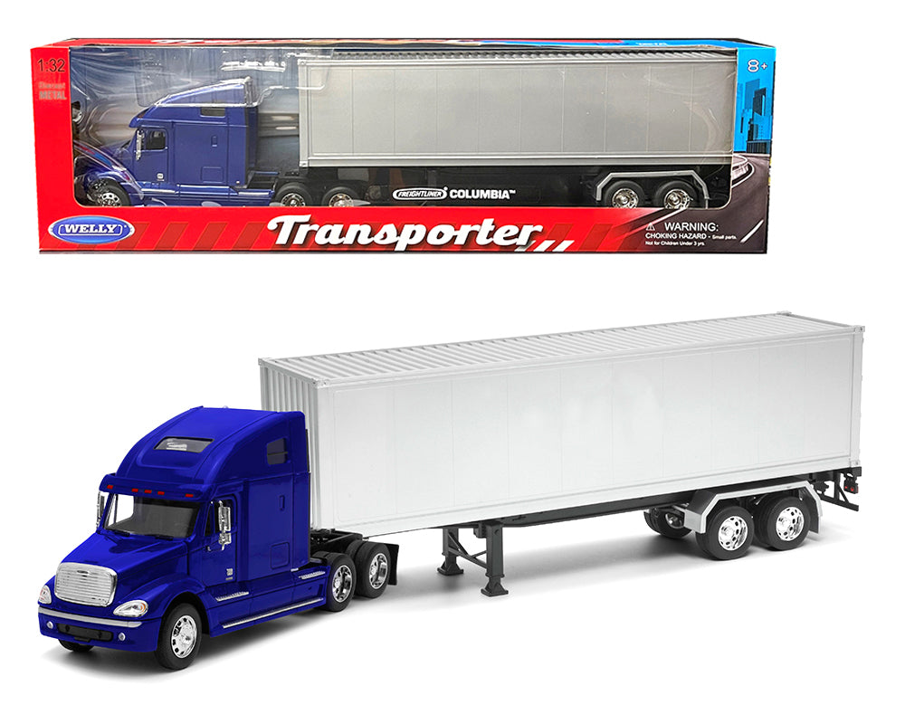 Welly 32621W-BL 1:32 Freightliner Columbia Container (Blue) – Transporter