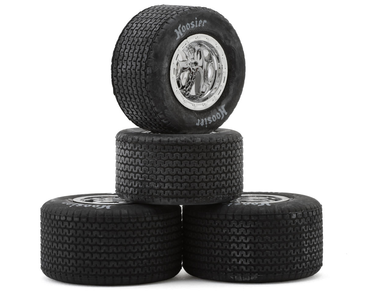 1RC5534 Pre-Mounted 1/18 EDM Hoosier Tires (Chrome) (4) (F/R) (Standard)
