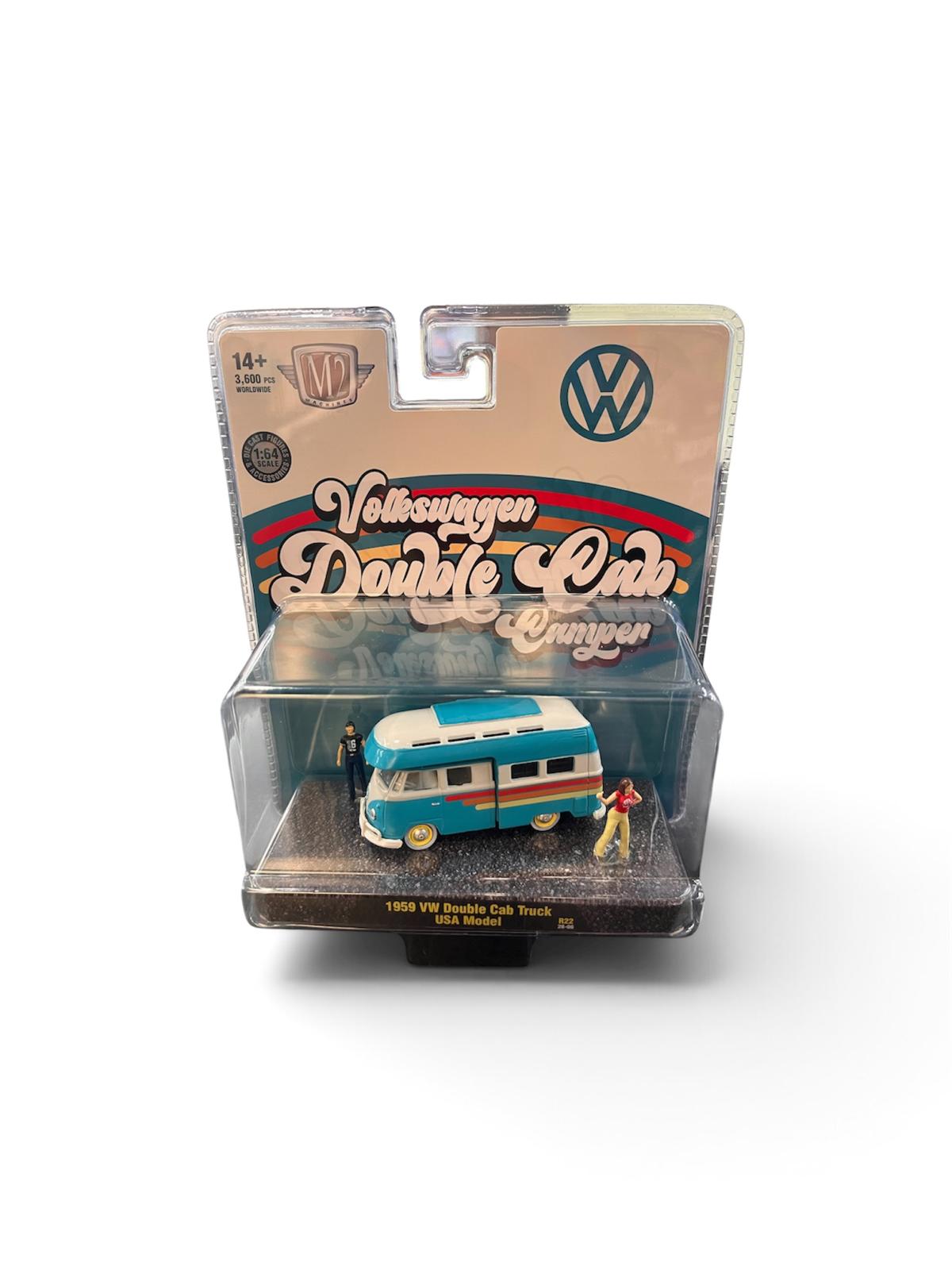 M2Machines 67500-22 Diorama 1959 VW Double Cab Truck USA Model with Figures