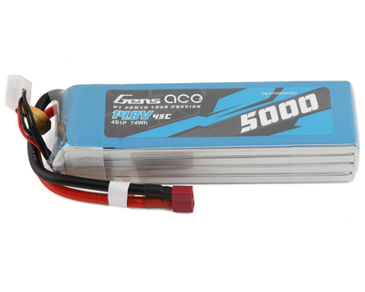 GEA4S500045D Gens Ace 4S LiPo Battery 45C (14.8V/5000mAh) w/Deans Connector