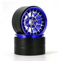 X002YEVAZ5 Treal Aluminium 2.2 Beadlock Wheels Rims(2)pcs Fit RC Crawler Mud Truck 2.2 Tires for Ryft Wraith RR10 -Type A-Blue