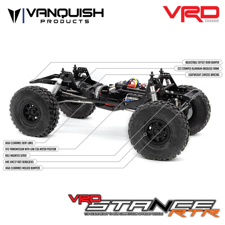 VPS09009A Vanquish Products VRD Stance RTR 1/10 Scale Portal Axle Competition Crawler - Tennis Green