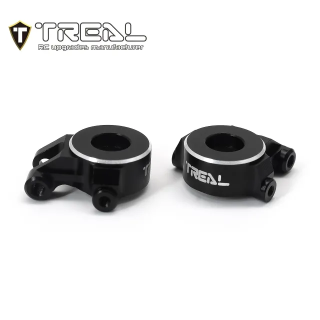 X003KIKGP9 TREAL Aluminum 7075 Front Steering Knuckles Set (2P) L&R CNC Machined Upgrades for 1/18 TRX4M Defender Bronco-Black