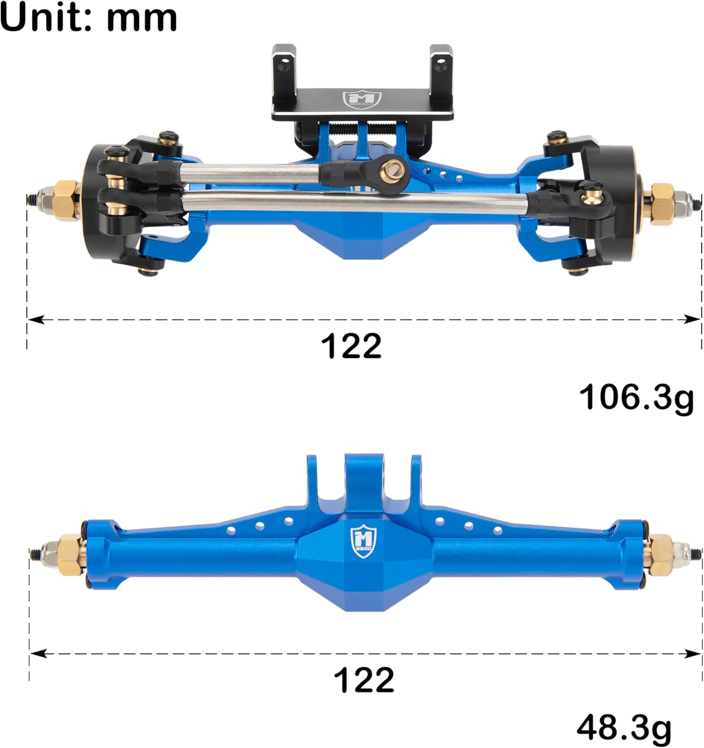 MEUS Racing Isokinetic 3-Section CVD Front and Rear Axles Maximum Steering Angle 52° Wider +5MM for TRX4M Upgrade 1/18 RC Crawler Car (Anodized Blue)