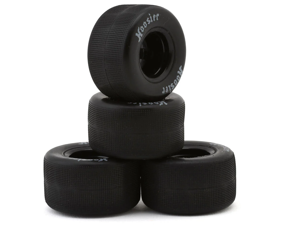 1RC5572 1RC Racing Pre-Mounted 1/18 Asphalt Modified Hoosier Tires (Black) (4) (F/R) (Soft)