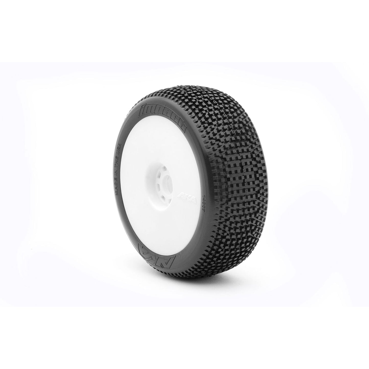 AKA14007XRW 1/8 Impact Soft Long Wear Pre-Mounted Tires, White EVO Wheels (2): Buggy