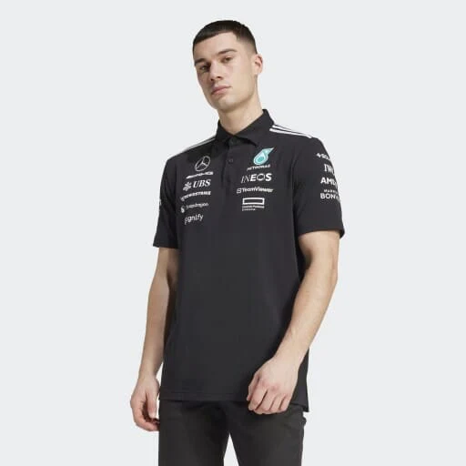 JW5391 Mercedes AMG Petronas Formula 1 2025 Men's Team Polo Shirt - Black -