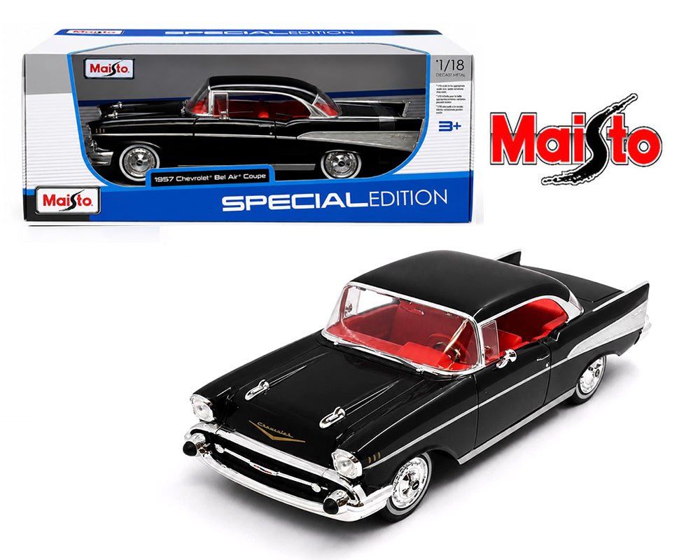 Maisto 31477BK 1:18 1957 Chevrolet Bel Air Coupe – Black – Special Edition