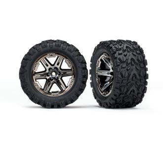 6774X Rustler 4x4 Black Chrome Wheels/Tires