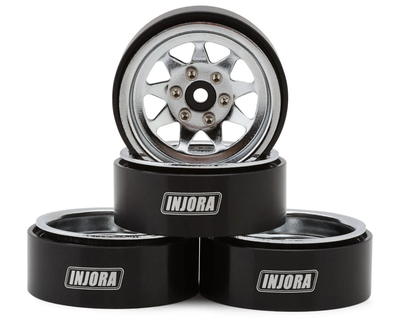 YQW-1312SR Injora 1.3" Stamped Steel Micro Rock Crawler Beadlock Wheels (23.5g ea) (Chrome) (4)