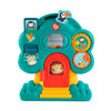 Colorful children's toy with animal faces and a door, featuring the Fisher-Price logo.