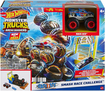 HWHNB89 Hot Wheels Monster Trucks Arena Smashers Race Ace Smash Race Challenge Playset