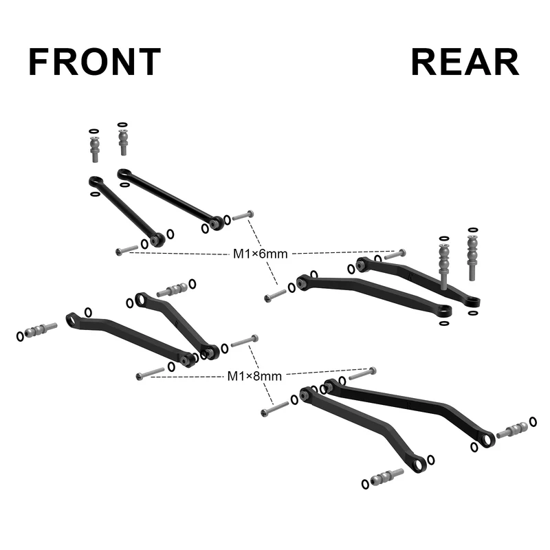 SCX30-02BK INJORA Aluminum High Clearance Chassis Links for 1/30 SCX30