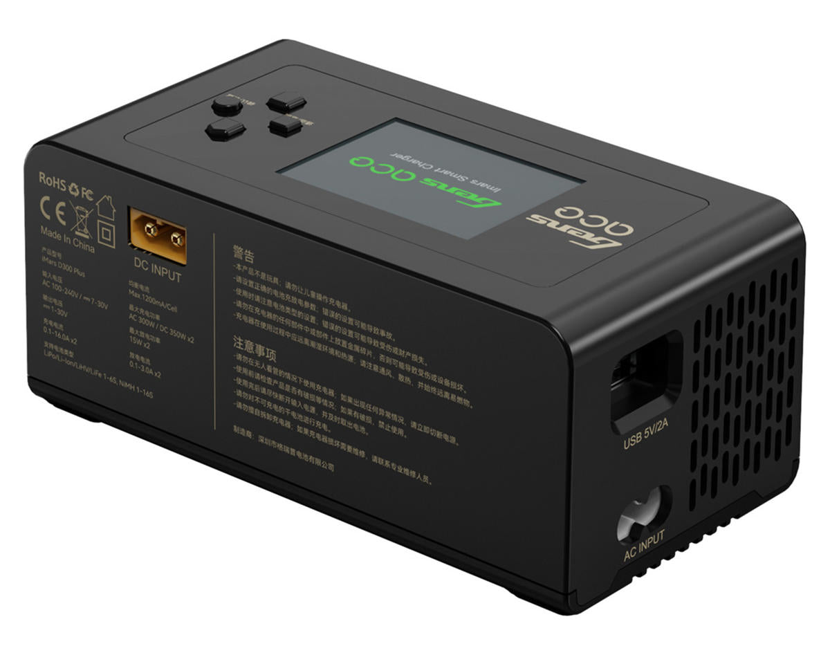 GEA300WPLUS-UB Gens Ace iMars D300 Plus G-Tech Smart Dual AC/DC Charger (Black) (6S/16A) (AC-300W) (DC-350W x2) w/Bluetooth App Control