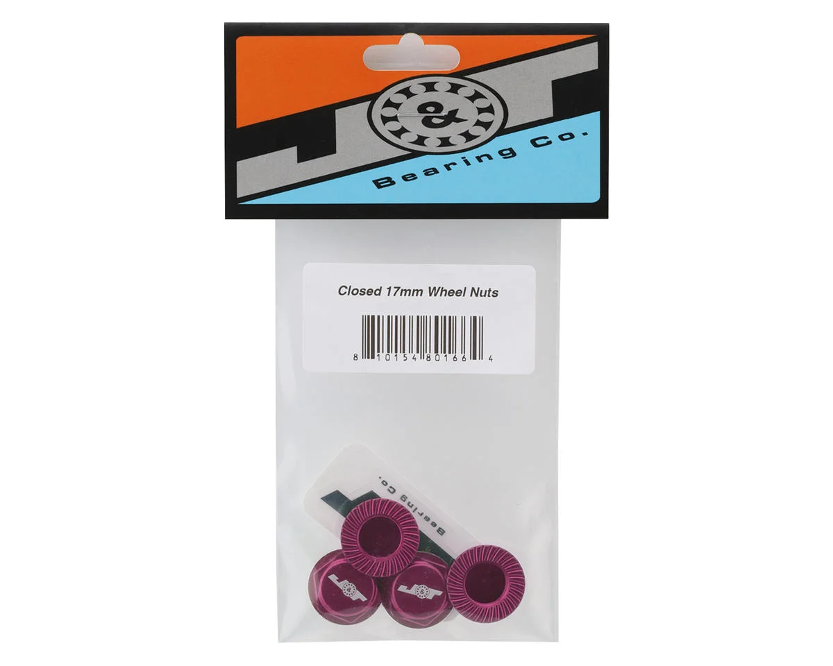 JTB-JT11160-PK J&T Bearing Co. Aluminum 17mm Serrated Wheel Nuts (Pink) (4)