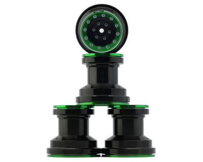 TLHTLMT18-54 TREAL Aluminum Beadlock Wheels Set of 4pcs for 1/18 Mini LMT Monster Truck - Black/Green