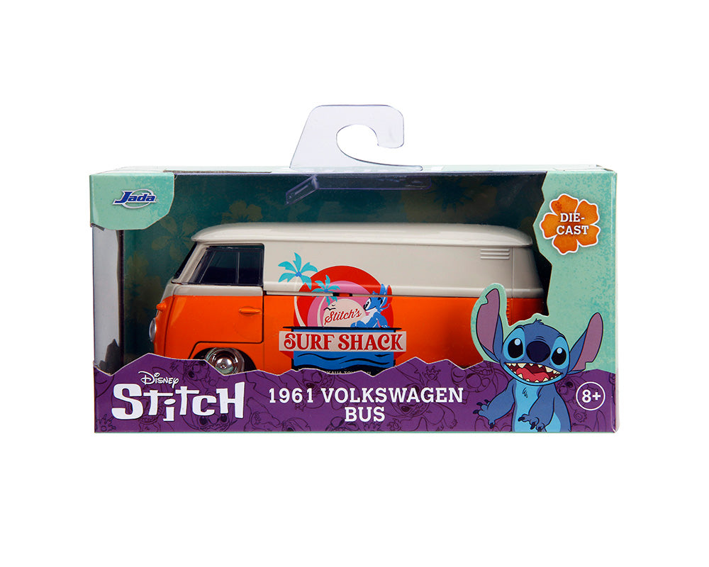 Jada 36144 1:32 Disney Stitch Themed 1961 Volkswagen Bus “Stitch’s Surf Shack” – Orange/White – Hollywood Rides