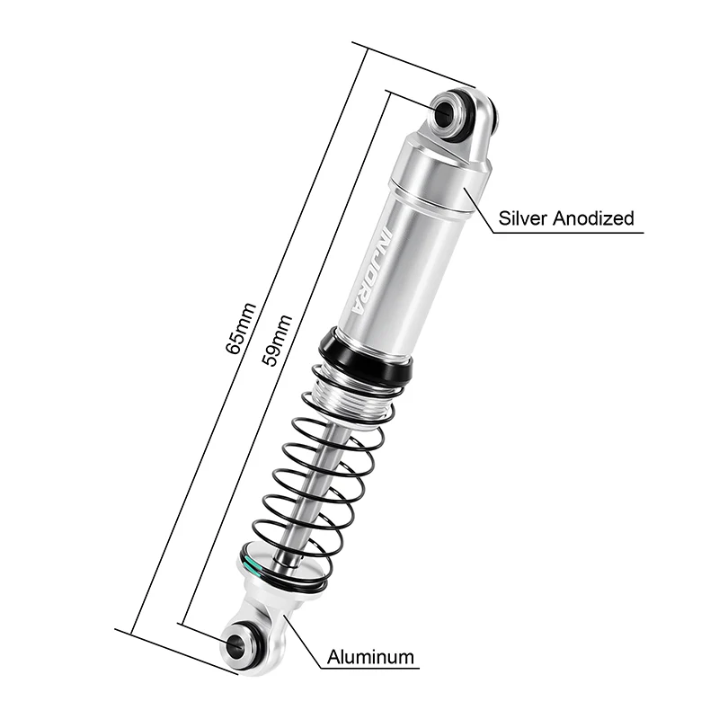 4M-122SR INJORA LS 59mm Aluminum Oil Shocks for 1/18 TRX4M - Silver