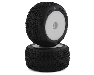 JCO4005-101021 Mini-B/Mini-T 2.0 Twin Pin Pre-Mounted Rear Tires (White) (2) (Pink)