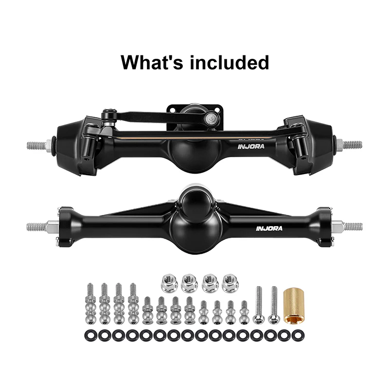 SCX30-25BKFR INJORA +3mm Planet Axles with Brass Steering Knuckles for 1/30 SCX30 - Black