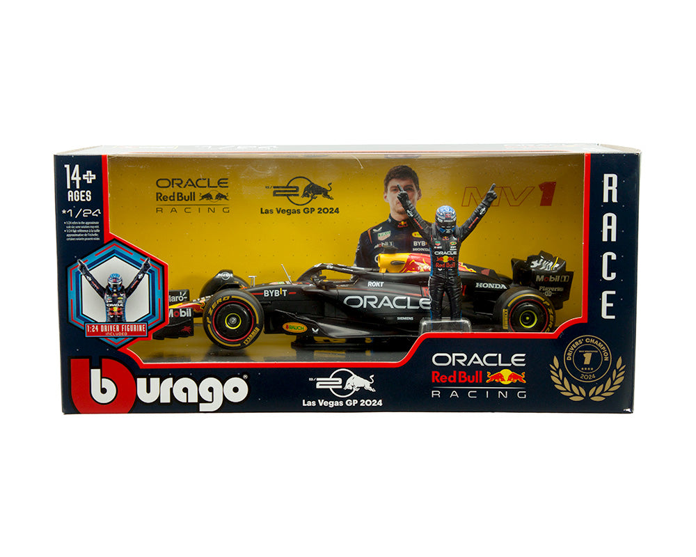 Bburago 18-28060MV 1:24 Oracle Red Bull F1 Team RB20 Las Vegas GP 2024 #1 Max Verstappen with Driver Figure – Formula 1 Race Series