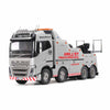 A detailed model of a Volvo FH 750 heavy rescue tow truck, featuring a silver and black body with red and white reflective markings and 'HALL'S TRUCK RESCUE' branding, set against a plain white background.