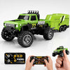 NSRHG4-310 1:64 Scale Mini Remote Control Metal Monster Truck with Trailer | 2.4GHz & App Dual Control, Alloy Mini RC Car with LED Lights, Portable Pocket Toy Car  (Color Request Can be Made in Checkout Notes)