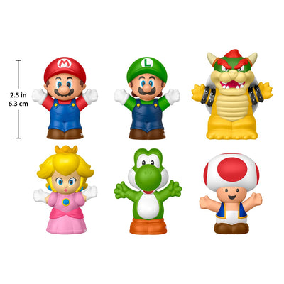 FPJHG63 Fisher Price Super Mario Bros Little People My Mario Mini Figure 6-Pack