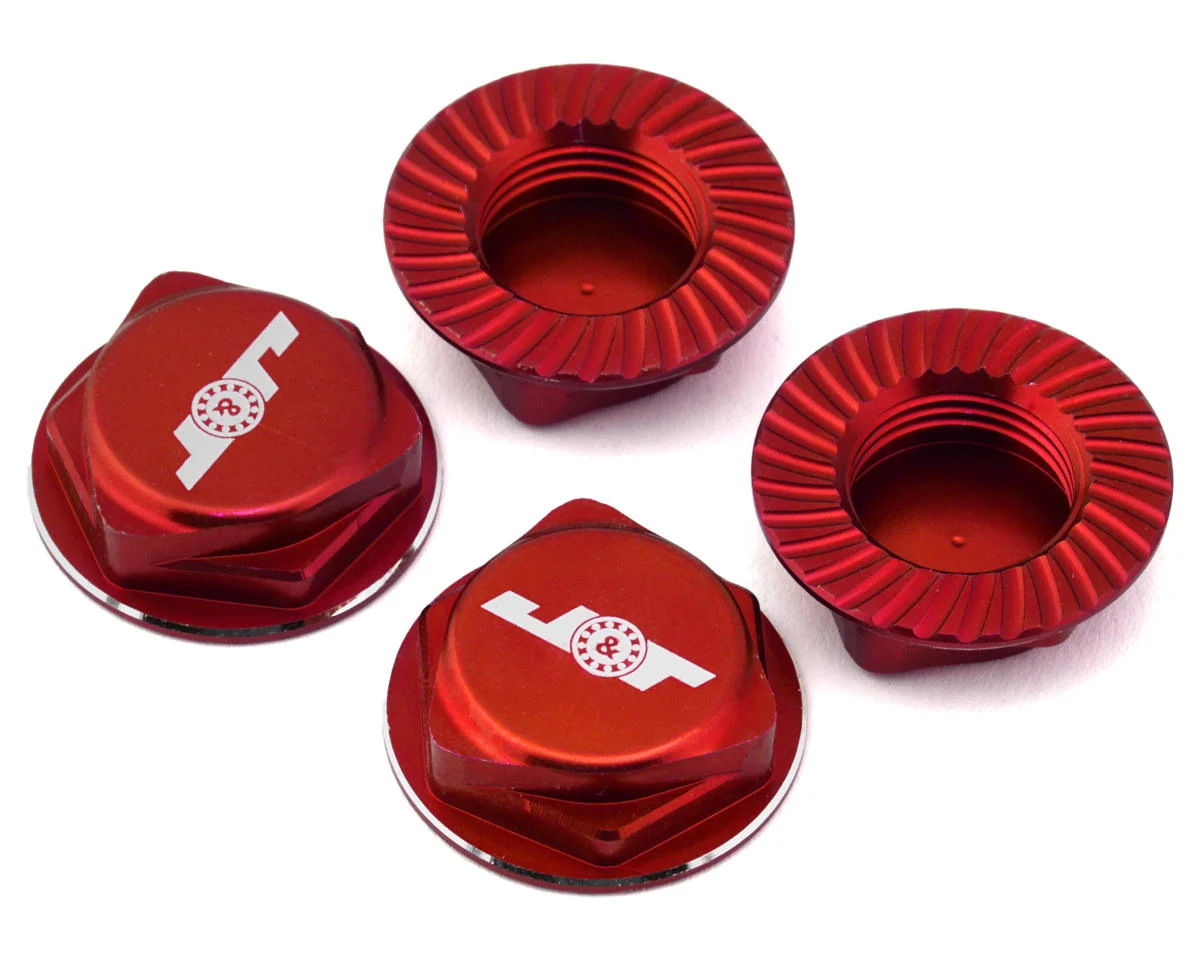 JTB-JT11160-R J&T Bearing Co. Aluminum 17mm Serrated Wheel Nuts (Red) (4)