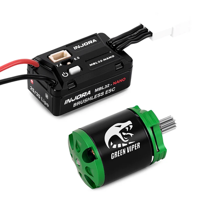 MBL32-NANO-INM24 INJORA MBL32-NANO Brushless ESC & 1621 Green Viper Motor 4300KV for 1/30 SCX30