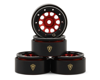 X0053W68ST Treal Hobby Type E 0.7" Aluminum Micro Crawler Beadlock Wheels (Red) (4) (9.5g ea) w/Brass Rings
