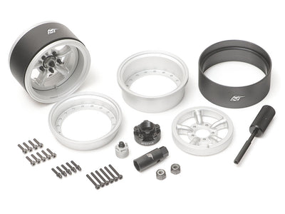 BRPB054FSFS ProBuild™ 1.9" M5 Adjustable Offset Aluminum Beadlock Wheels (2) Flat Silver/Flat Silver