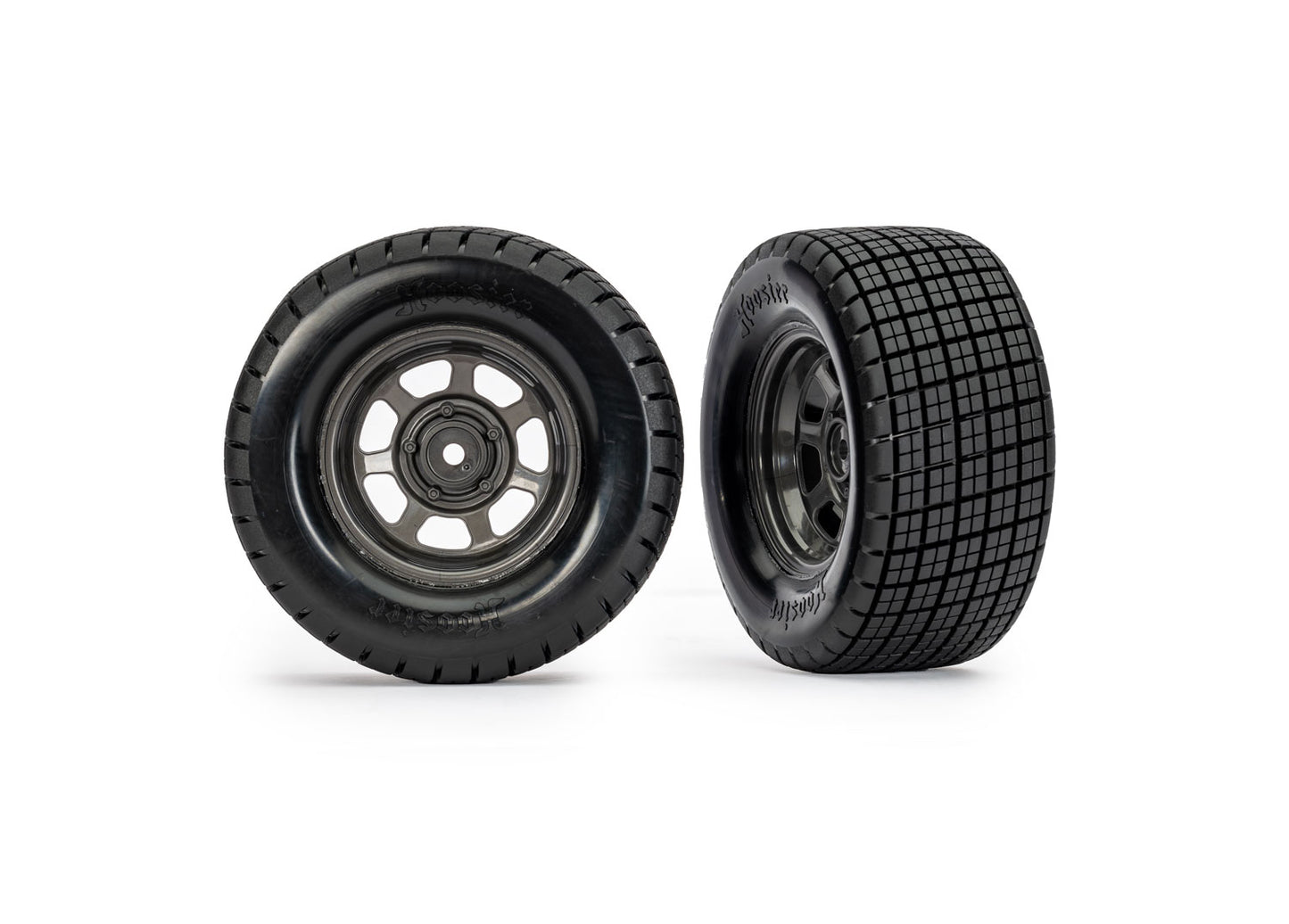 10474X Dirt Oval Gray Rear Wheels w/ Hoosier Tires (2)