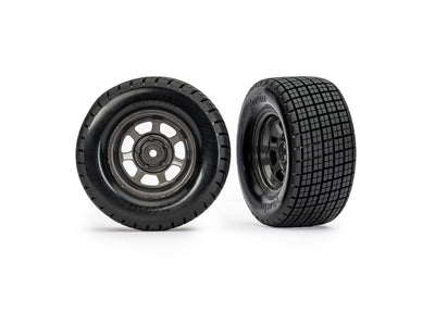 10474X Dirt Oval Gray Rear Wheels w/ Hoosier Tires (2)