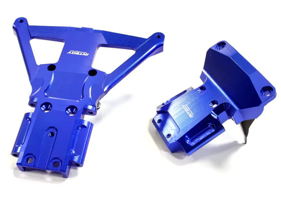 INTC25302BLUE Machined Aluminum Front & Rear Bulkhead 1/10 4X4