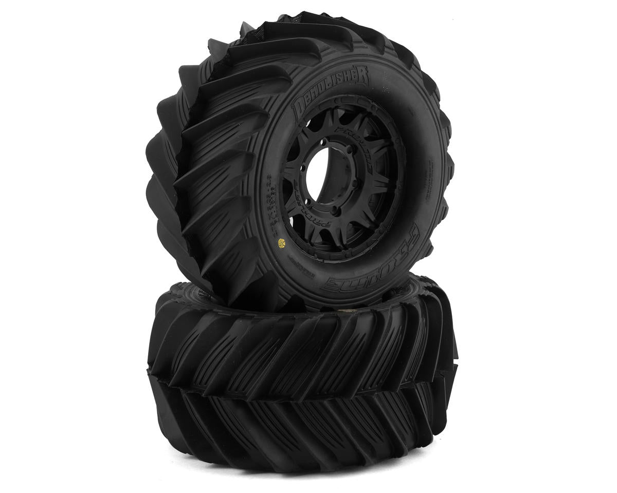 PRO1019610 Demolisher F/R 2.8" MT Tires Mounted 12mm/14mm Black Raid (2)