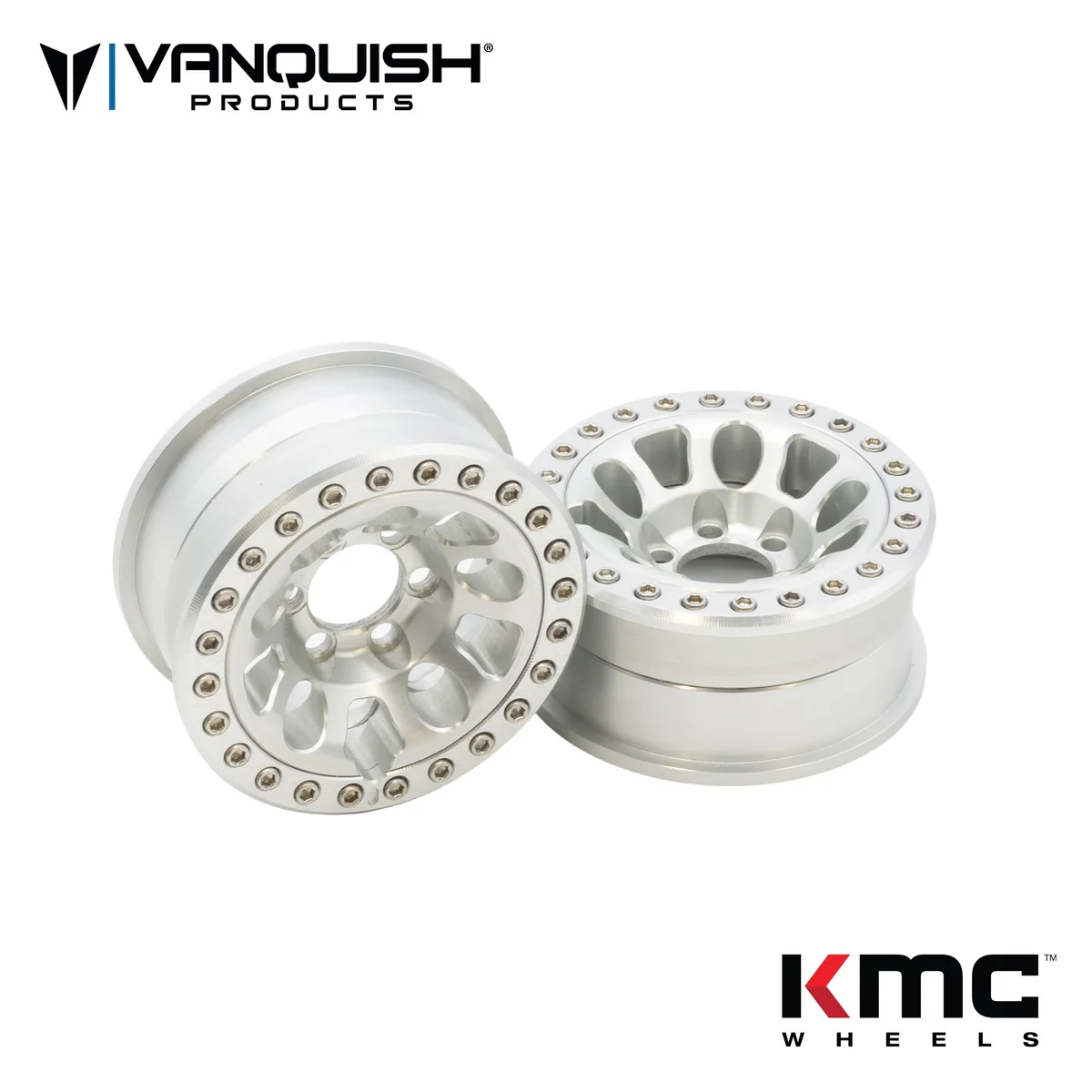 VPS06944 Vanquish Products 1.9" KMC KM241 E25 CNC Aluminum Crawler Beadlock Wheels (Clear)