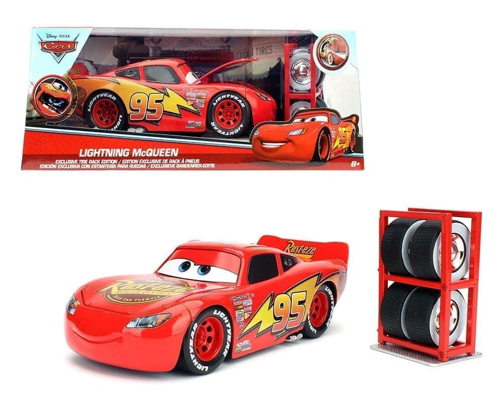 Jada 97751 1:24 Lightning McQueen with Tire Rack – Pixar Disney Cars – Hollywood Rides