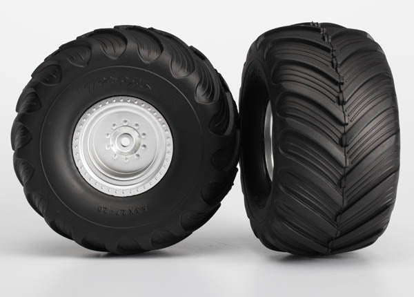 3663 Tires & wheels, assembled, glued (satin chrome wheels, Terra Groove dual profile tires, foam inserts) (electric rear) (2)