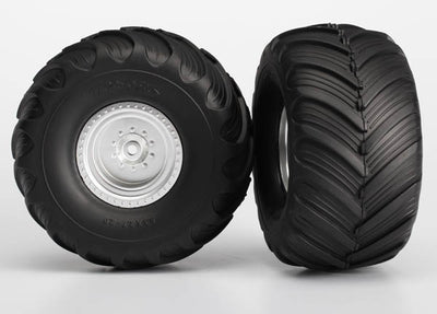 3663 Tires & wheels, assembled, glued (satin chrome wheels, Terra Groove dual profile tires, foam inserts) (electric rear) (2)