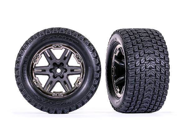 6764-BLKCR RXT 2.8" Black Chrome Wheels & Gravix Tires (2)